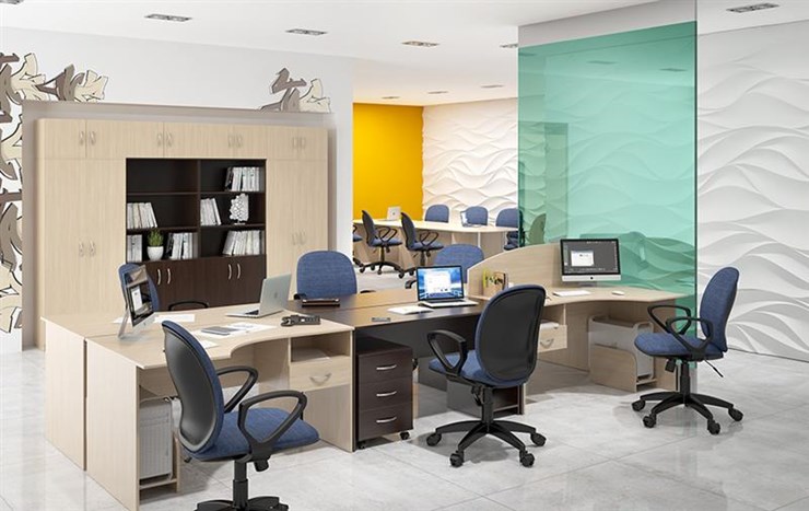 Офисный комплект мебели SIMPLE с эргономичными столами, тумбами, шкафами в Стерлитамаке - изображение 5
